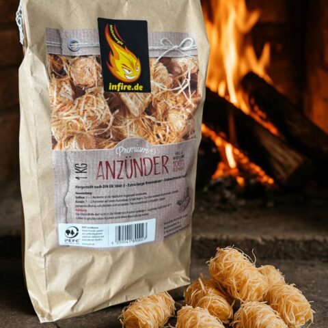 infire Starters, 1kg, Premium Holzwolle Anzünder, 100% PEFC